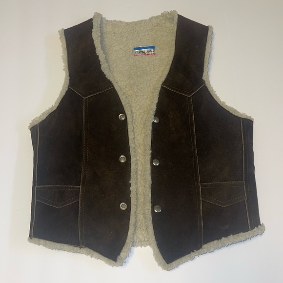 Handmade Boho Brown Suede Sherpa Vest - Women’s Size XS - Picture 2 of 11